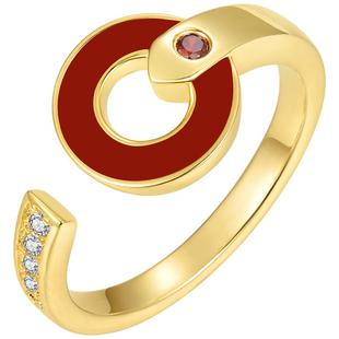 ZEGL设计师金色铜钱币戒指女小众设计新中式素圈秋冬开口食指戒