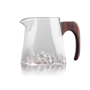 柏斐客公杯耐热温木把手高硼硅玻璃加厚公道杯带茶漏过滤分茶器