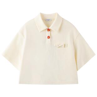 【香甜泡芙】花朵扣polo衫冰感抑菌珠地棉女童短袖t恤夏季腰裙