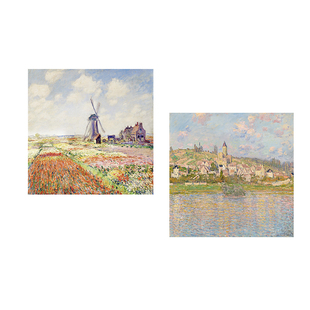 莫奈法式奶油风餐厅组合装饰画背景墙无框挂画中古风高级感餐桌画