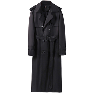 秋冬韩版青年学生超长款过膝风衣男加肥加大300斤肥胖子春秋外套