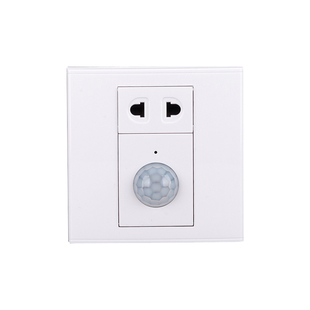 智能86型双控人体感应插座110V-220V红外线感应开关带插座面暗装