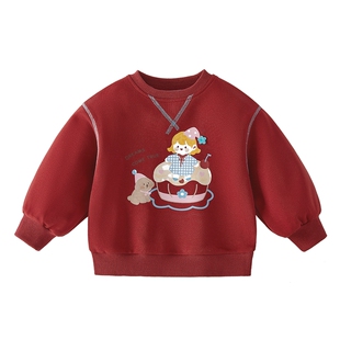 [7A抗菌]女孩春秋卫衣甜美中童时尚圆领上衣宝宝春装女童衣服儿童