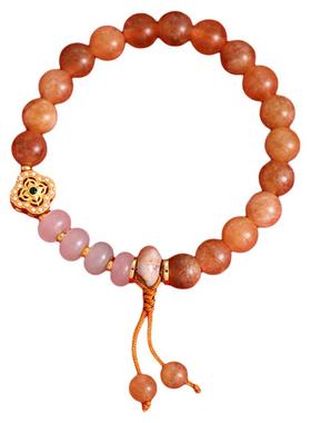 焦糖黄水晶四叶草串珠手链高级感