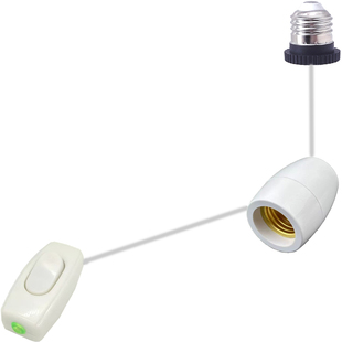 灯头带拉绳开关控制的延长灯口底座配件悬吊式罗螺口遥控灯座e27