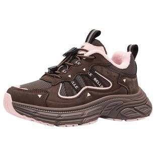 百丽童鞋儿童运动鞋冬季棉鞋加绒保暖防滑女童户外登山休闲老爹鞋