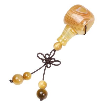 藏式黄棕条纹缠丝玛瑙菩提diy