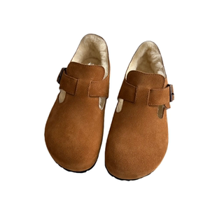 2025新款冬季博肯羊毛加绒毛毛勃肯鞋增高不累脚全包厚底百搭鞋靴