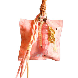 十二生肖甲骨文香囊 水晶串五帝钱皮绳包挂车挂香薰香包挂件挂饰