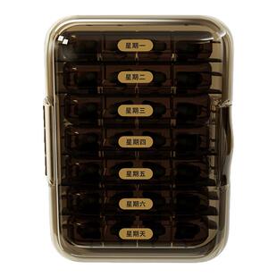 日本避光药盒便携式小分药器一日三餐一周七天药品药丸物片分装盒
