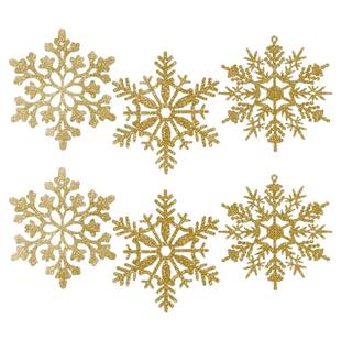 12片金葱纸闪光雪花片圣诞节装饰圣诞树挂饰吊饰橱窗吊顶场景布置