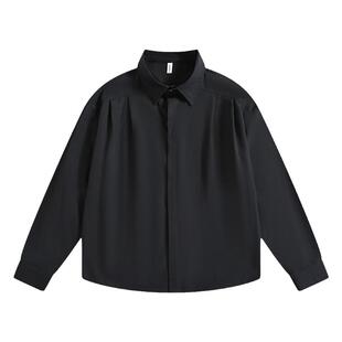 BOYUE帛跃纯色长袖衬衫禁欲系百搭免烫垂感商务休闲打底衬衣男女