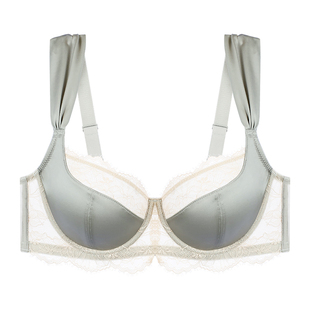 EMMAROSE胖mm法式大码聚拢收副乳文胸轻薄透气蕾丝大胸显小内衣