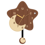 星星新款挂钟客厅静音艺术时钟挂墙家用摇摆装饰画石英钟表免打孔