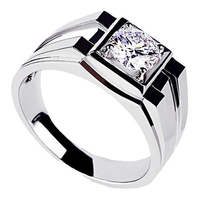 IGI培育钻石戒指18K白金一克拉男