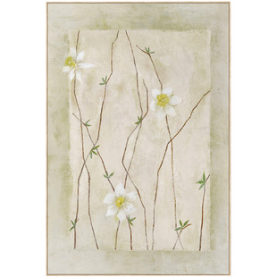 仟象映画奶油风入户玄关装饰画正对门壁画原木风客厅现代简约挂画