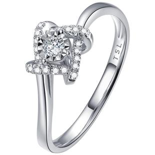 TSL谢瑞麟18K白金钻石结婚戒指环戒指女轻奢63235