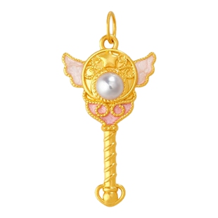潮宏基国色仙女魔法棒黄金珍珠吊坠足金挂坠5D硬金情人节礼物 W