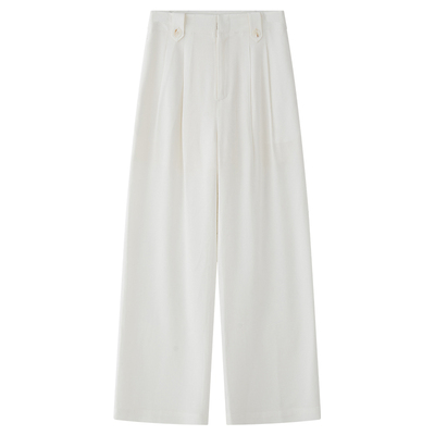 醋酸清凉透气双褶阔腿裤