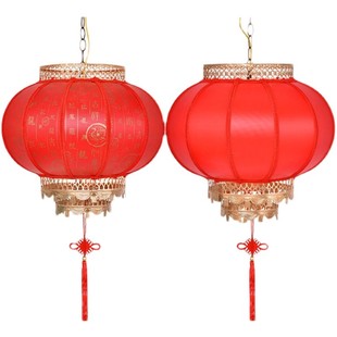 户外防水仿古圆羊皮灯笼中式发光红灯笼福字广告装饰宫灯厂家定制