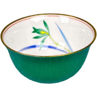 香兰社主人杯茶杯陶瓷绿釉帝王蓝黄色兰花杯子香兰舍茶杯五客杯