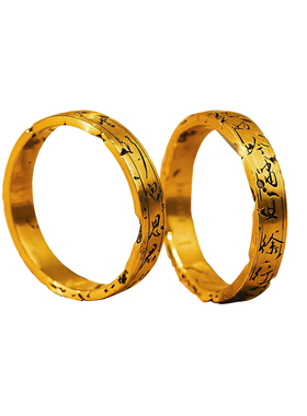 新款足金999黄金对戒定制诗篇