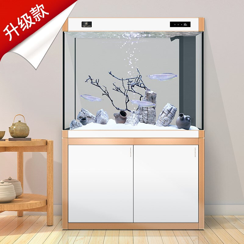可丽爱鱼缸D系智能中型客厅生态家用超白玻璃屏S风落地底滤水族箱