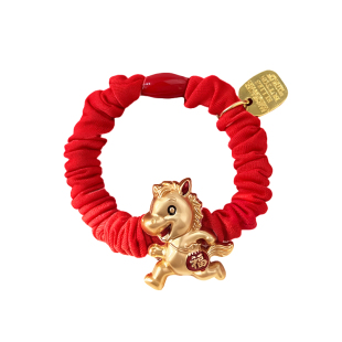 2026马年生肖红色发圈金属小马本命年发绳头绳喜庆高弹力发饰皮筋