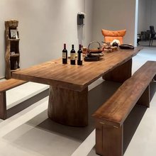 实木大板茶桌茶台侘寂风餐桌新中式茶几原木整板会议桌长桌洽谈桌