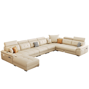 凯佑2025新款意式轻奢沙发简约大户型转角高靠背劳伦斯U型皮沙发