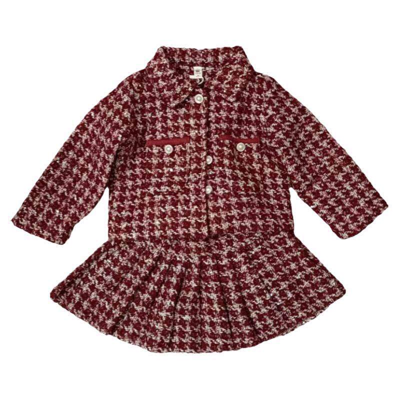 小香风套装秋冬红色拜年服洋气女