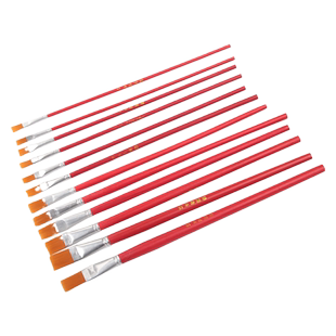 卫庄尼龙毛平头油画笔学生水粉笔排笔刷子水彩丙烯颜料彩绘笔刷美术生用画笔红杆毛笔油漆笔笔刷毛刷套装