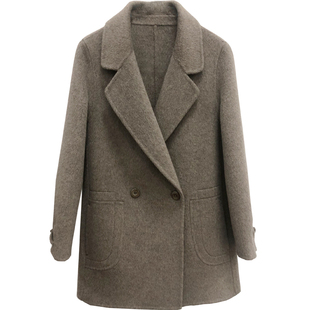 2025秋冬新品短款一手长西装领双面呢羊绒大衣女正肩羊毛修身外套