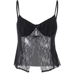 蕾丝拼接小开衫吊带上衣新款性感辣妹纯欲风背心女