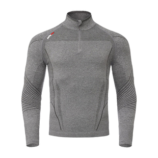 Light Weight战马提花无缝科技训练长袖健身运动半拉链紧身t恤男