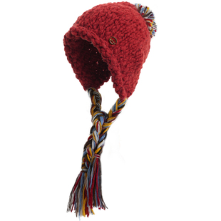 卡蒙帽子女士冬新款时尚洋气加厚防风防寒保暖护耳红色针织毛线帽