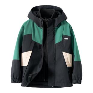 李宁儿童冲锋外套三合一防风防泼水2024秋冬款男童加绒保暖运动服