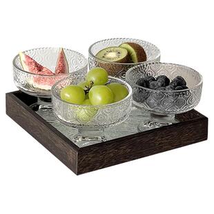 水果盘客厅茶几家用干果盘套装中式高颜值海棠花茶点盘零食托盘子