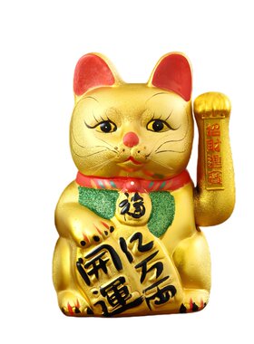 金色电动摇手招财猫摆件