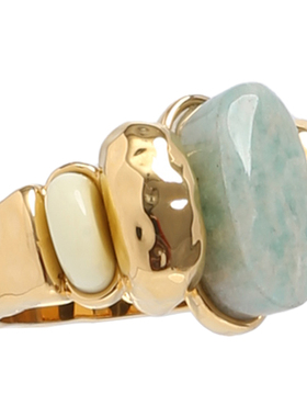 法式复古蓝金色金属戒指