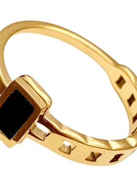 欧美链条拼接钛钢不掉色戒指叠戴