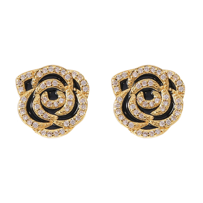 仲夏之晶山茶花耳夹式耳机钻扣