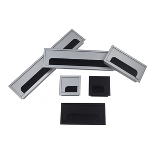 铝合金办公桌穿线孔盖面板电脑桌线孔盖桌面开孔长方形装饰过线盒