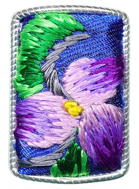 民族风苗银刺绣老绣蓝染戒指时尚