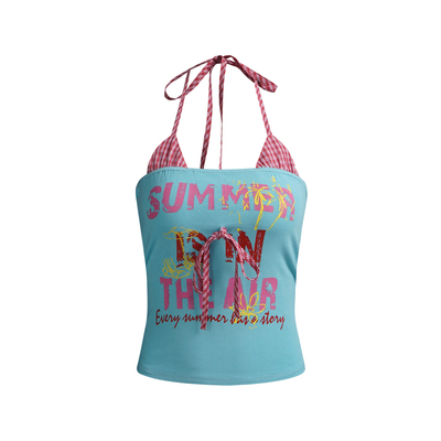 NERESUM字母印花挂脖吊带背心