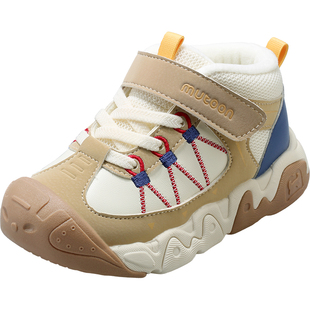 牧童儿童运动鞋2025冬季新款男童皮面户外登山鞋女童加绒保暖棉鞋