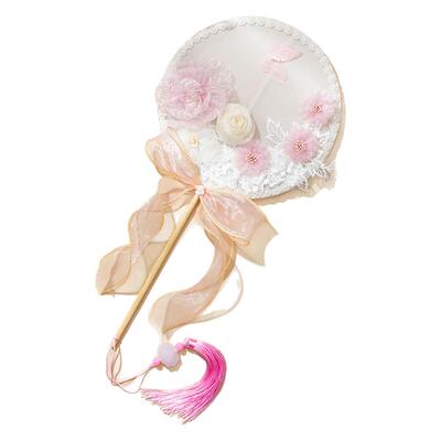 蝴蝶绢花团扇百搭圆扇