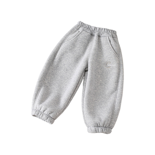 【现货650克】儿童羊羔绒加厚弯道宽松秋冬卫裤男女童秋冬运动裤