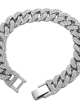 网红满钻古巴链情侣手链