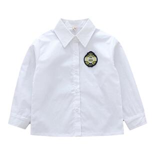 儿童纯棉衬衫春夏学院风短袖长袖纯白衬衫儿童校服搭短裤长裤百搭